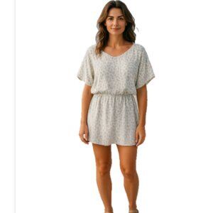 Collections LA Class Sheer Top Cover-Up Sz M Beaded V-Neck Drawstring Cold Shoul
